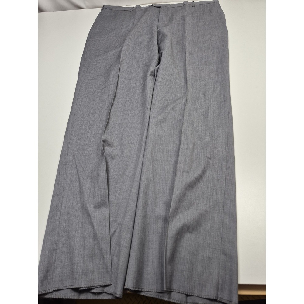 Manzini Dress Pants Men's 46x36 Gray Wool Flat Front Straight Unhemmed Italy NWT